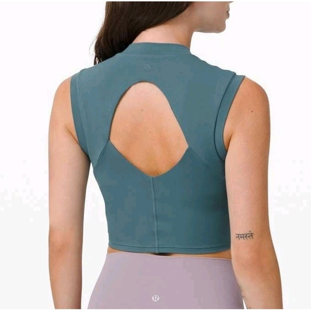 Lululemon Sweat Intention Tank Desert Teal Green Sz 4 Crop Top NULU